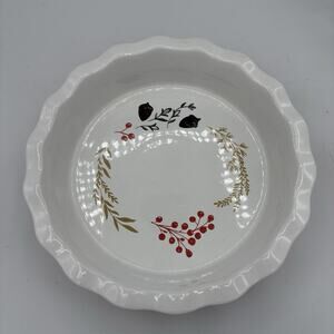 Threshold Pie Dish Baking Plate 10.5"x2" Fall‎ Harvest Thanksgiving Acorn Wheat